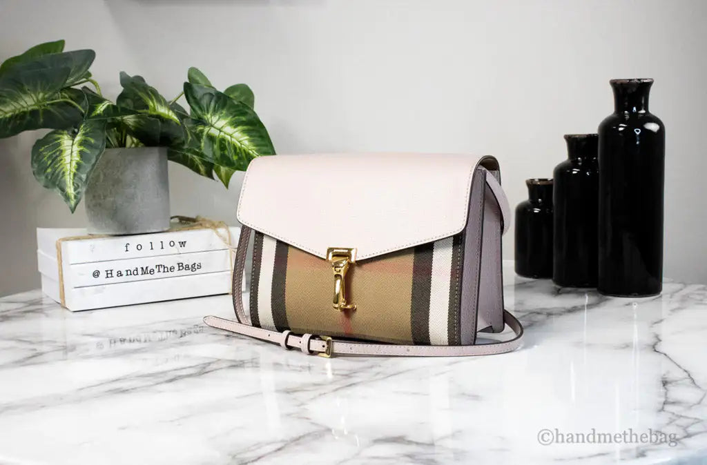 Burberry Macken Small Orchid House Check Derby Leather Crossbody