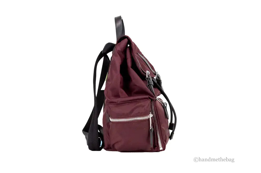 Burberry Medium Burgundy Econyl Nylon Rucksack Drawstring Backpack Bookbag