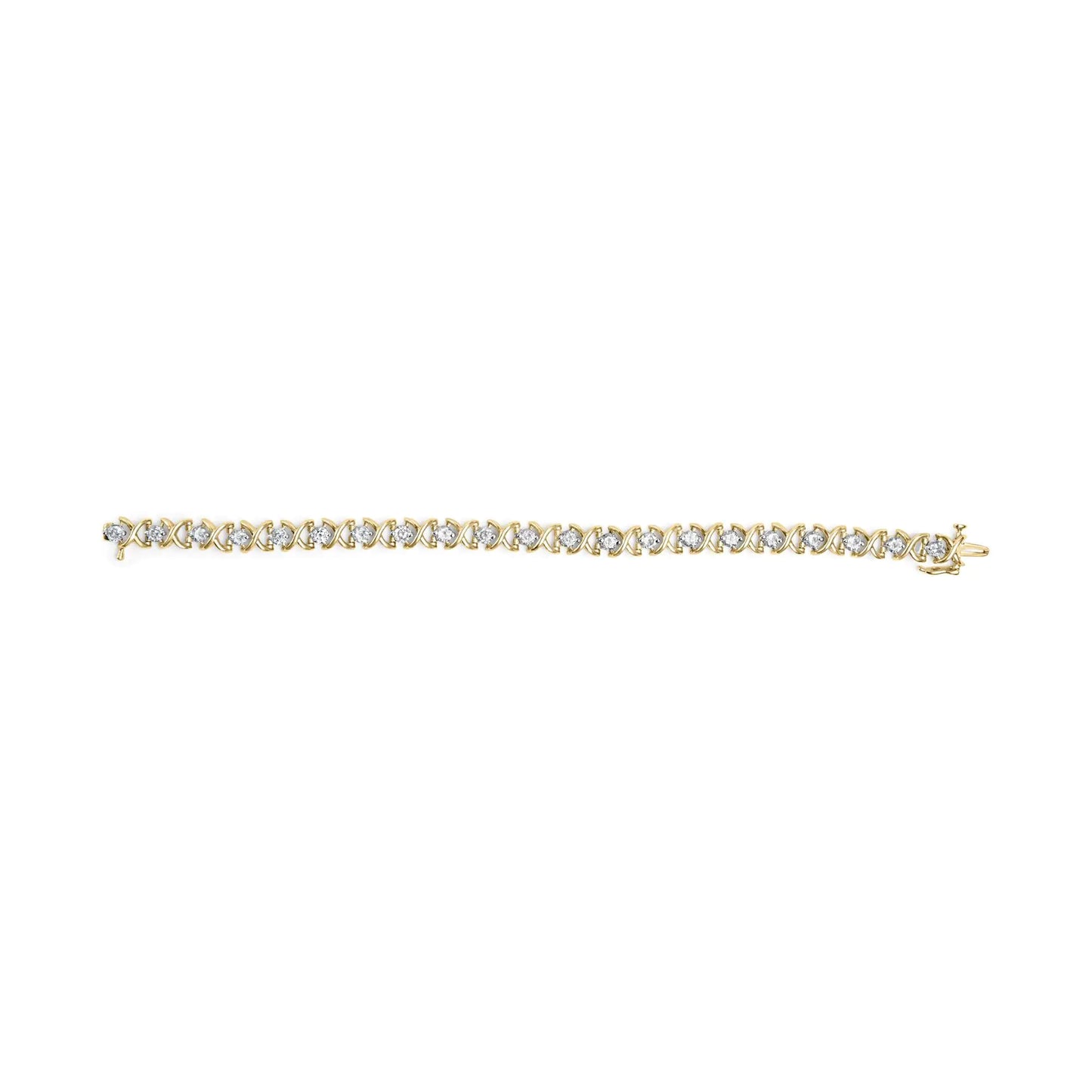 14K Yellow Gold 5.00 Cttw Round-Cut Diamond X-Link 7.5" Bracelet (J-K Color, I1-I2 Clarity)