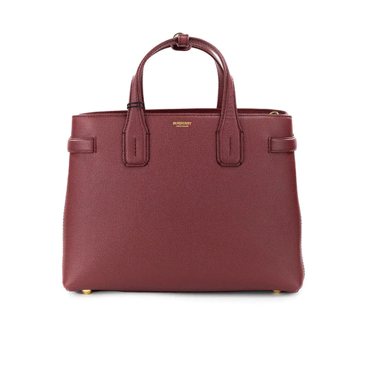 Burberry Banner Medium Crimson Leather Tote Bag