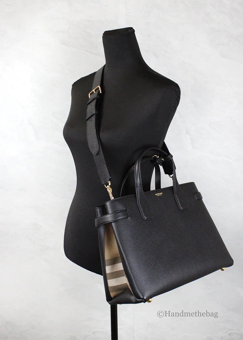 Burberry Banner Medium Black Leather Tote Bag