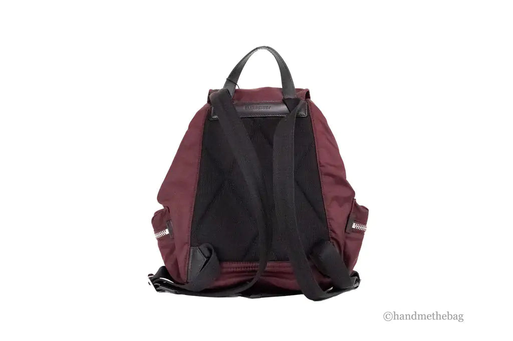 Burberry Medium Burgundy Econyl Nylon Rucksack Drawstring Backpack Bookbag