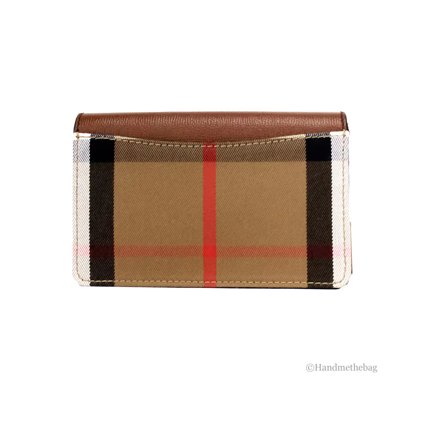 Burberry Hampshire Small House Check Tan Leather Crossbody