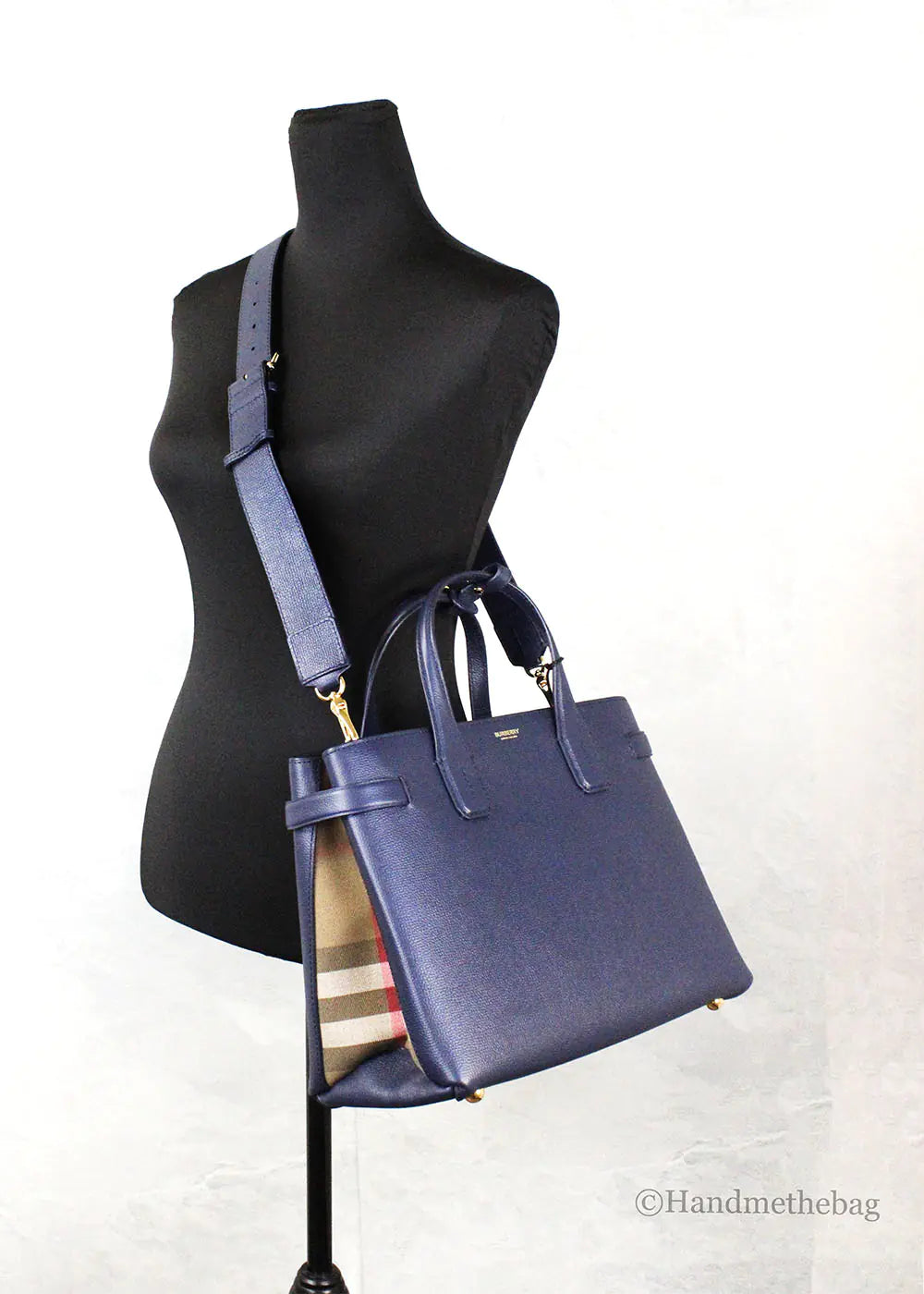 Burberry Banner Medium Regency Blue Leather Tote Bag