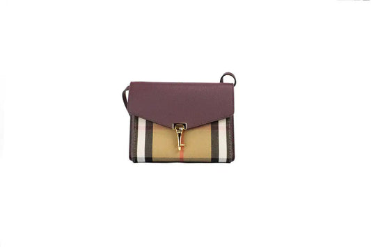 Burberry Macken Small Mahogany House Check Derby Leather Crossbody