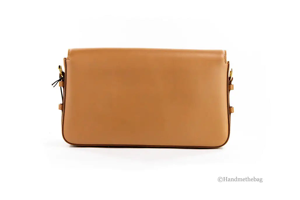 Burberry Grace Small Nutmeg Leather Flap Crossbody Clutch Handbag