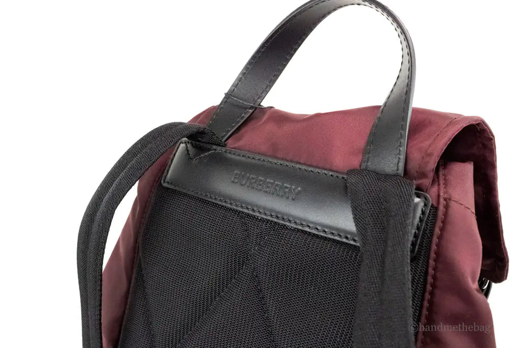 Burberry Medium Burgundy Econyl Nylon Rucksack Drawstring Backpack Bookbag