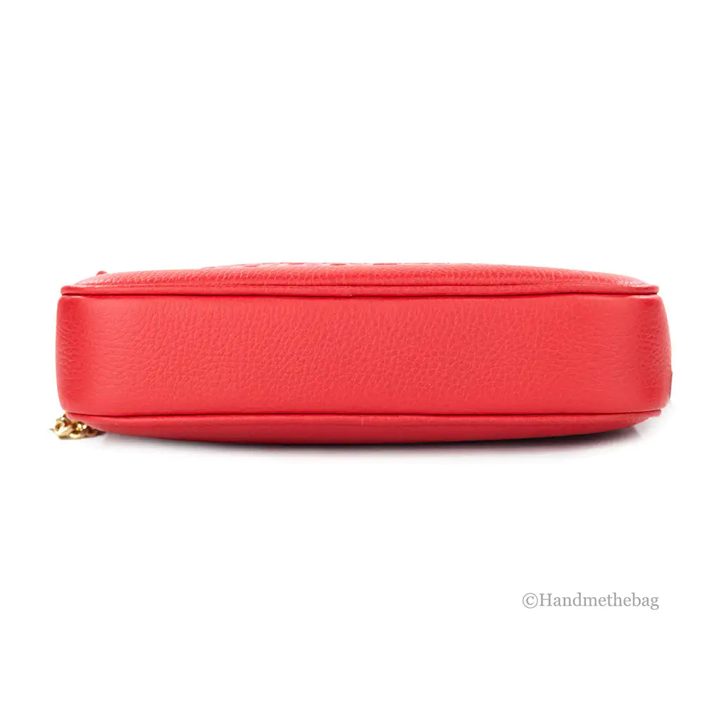 Burberry Small Red Leather Elongated Camera Crossbody Bag