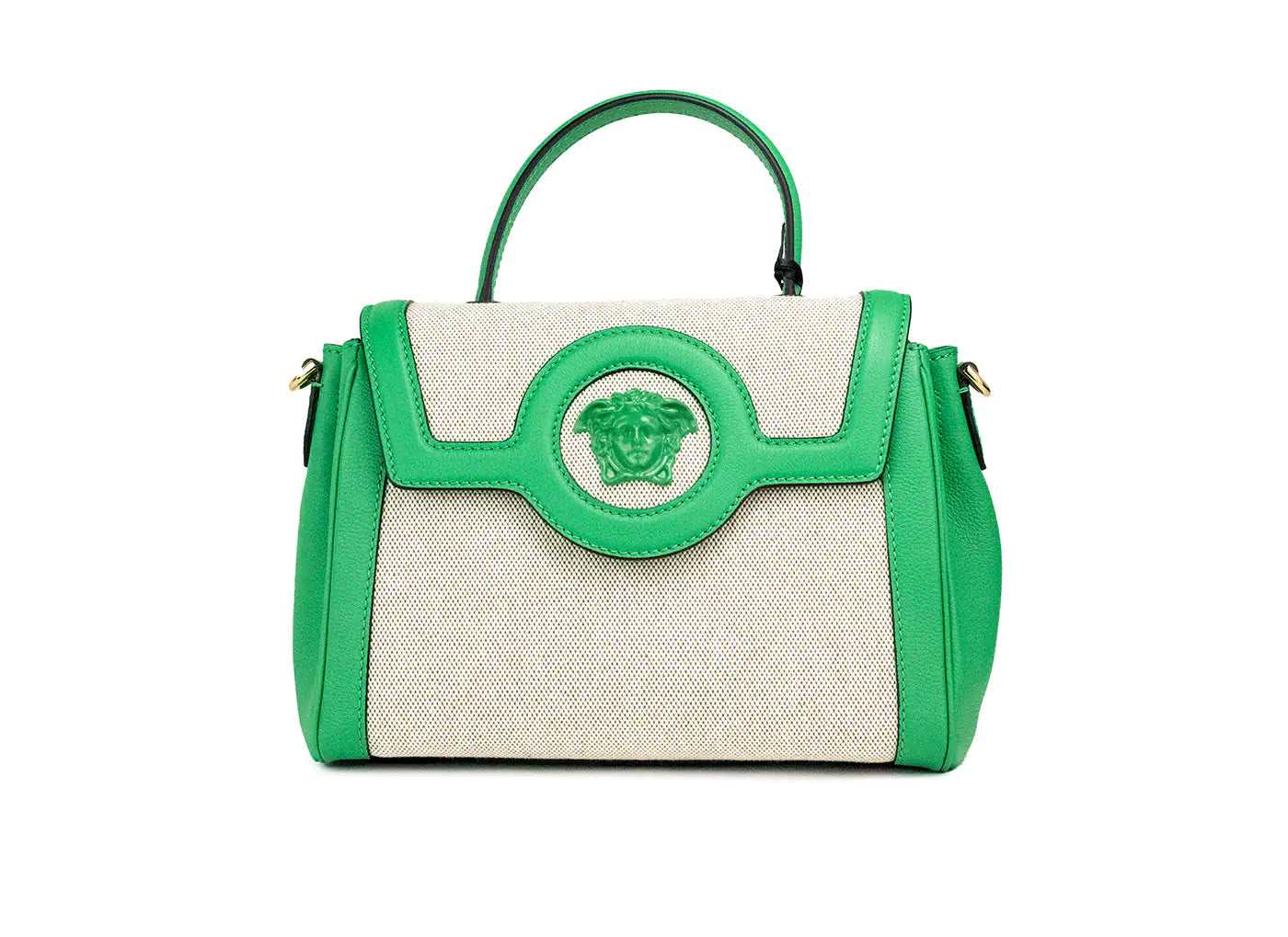 Versace Small Bright Green Rope Canvas Shopper Tote